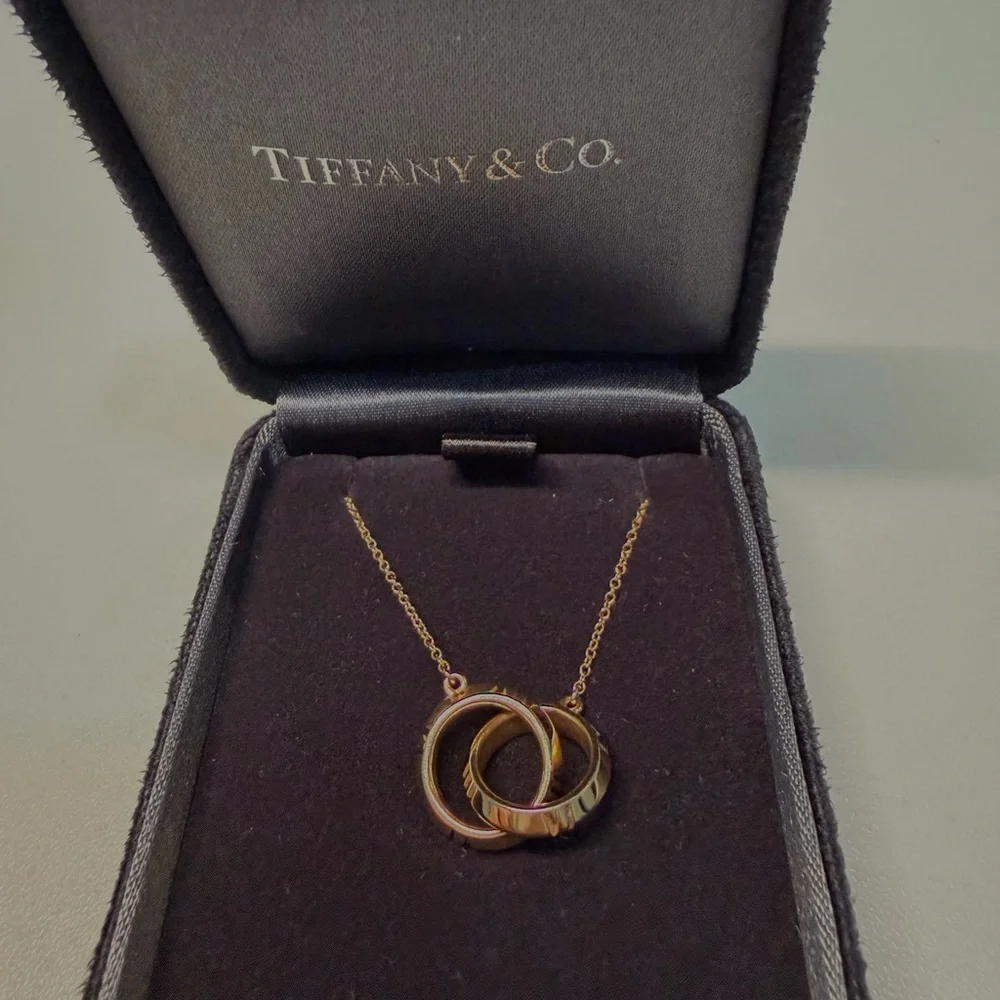 Tiffany & Co. Atlas X Closed Interlocking Pendant Necklace 18K Rose Gold